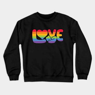 LOVE - Pride - Rainbow Heart & Peace Sign Crewneck Sweatshirt